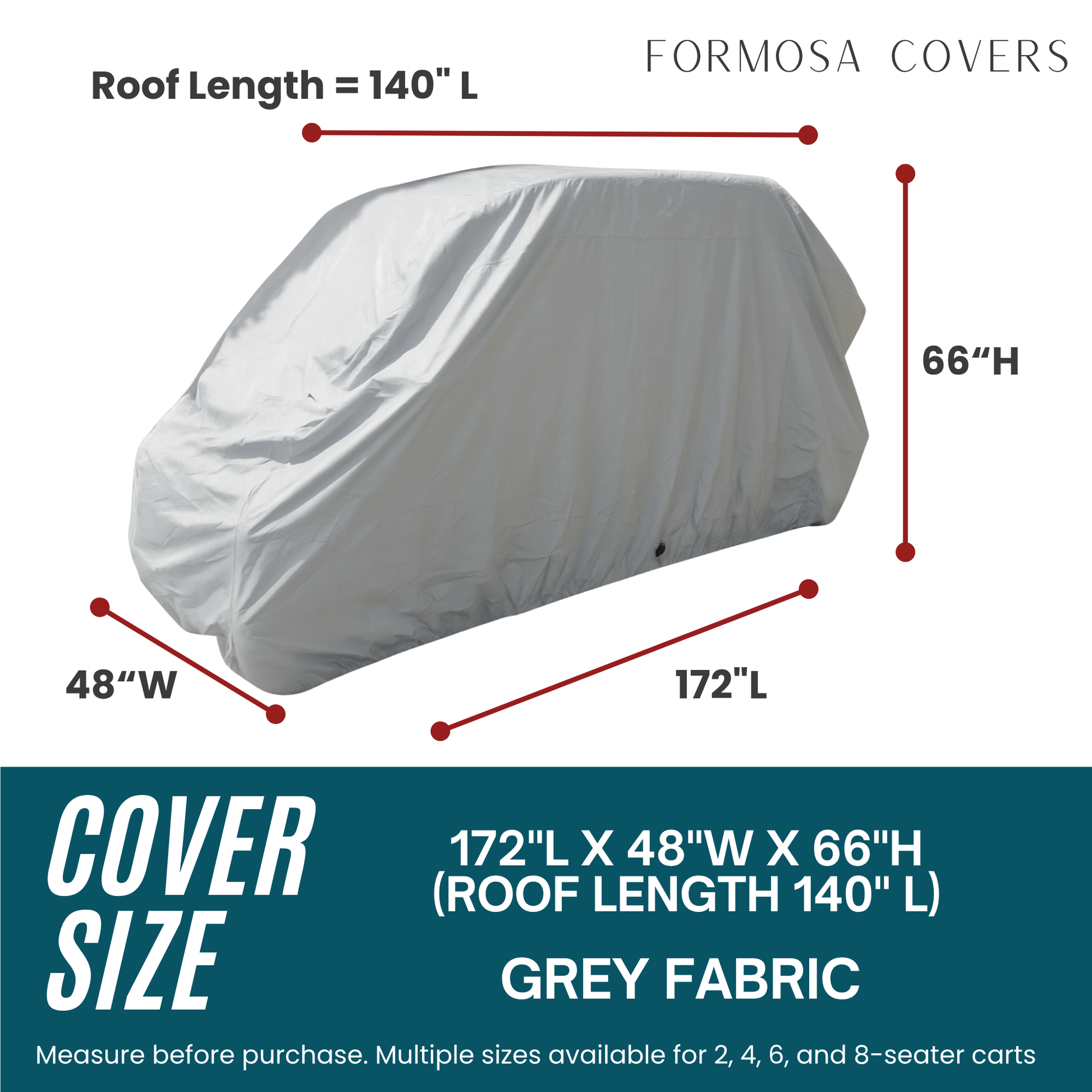8 Passenger Golf Cart Storage Cover Grey