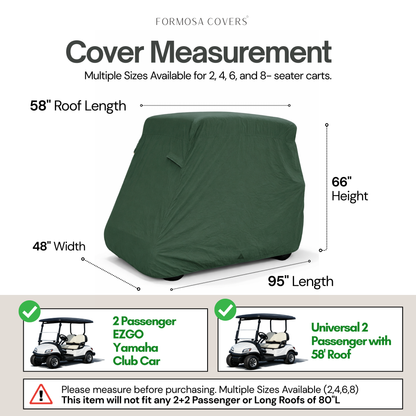 2 Passenger Golf Cart Storage Cover - Green - Formosa Covers