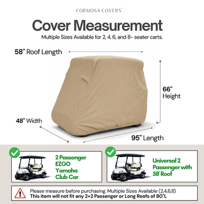2 Passenger Golf Cart Storage Cover - Taupe - Formosa Covers