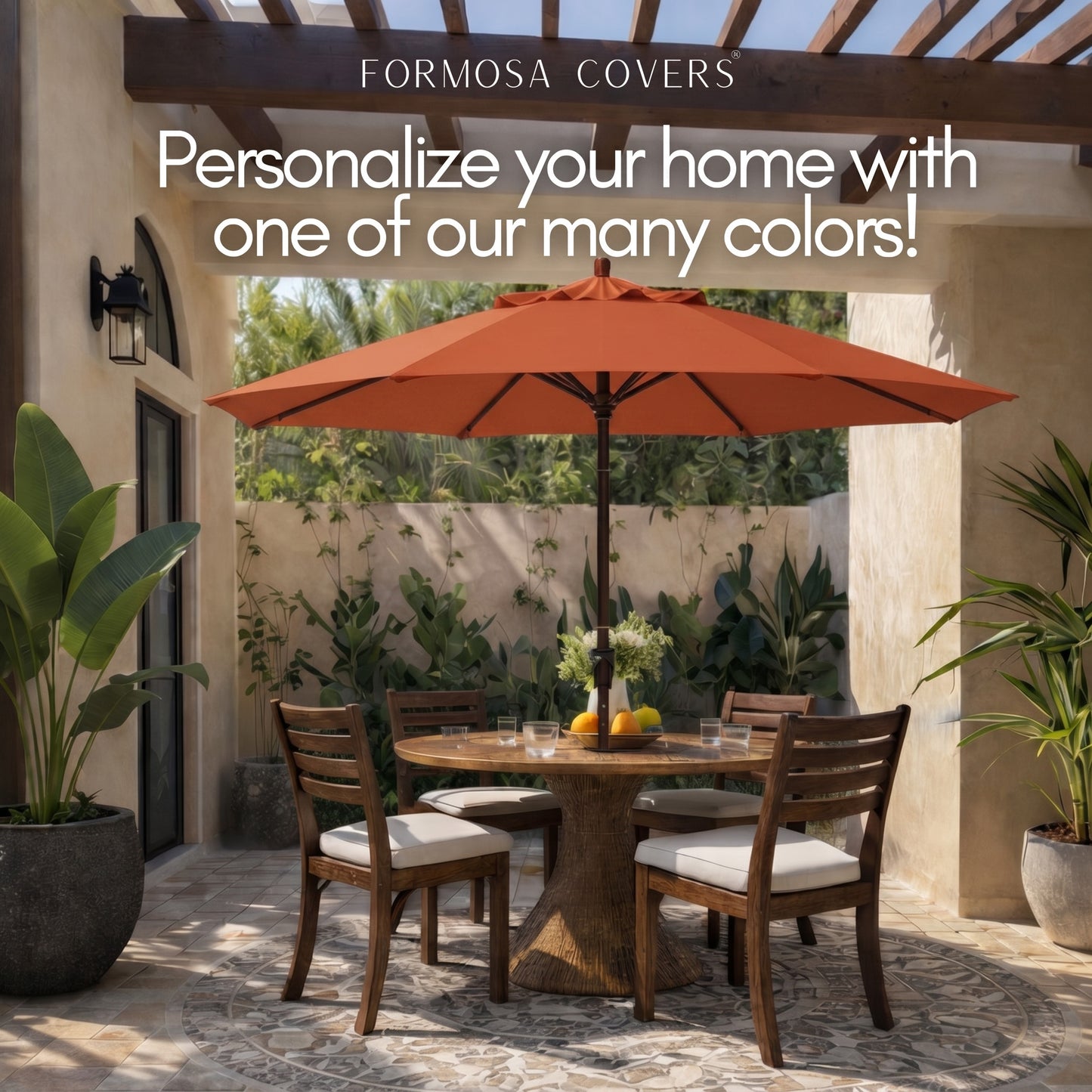 9ft Market Patio Umbrella 8 Rib Replacement Canopy Terracotta - Formosa Covers