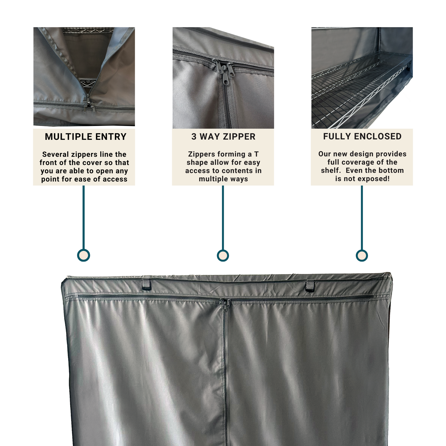 Storage Shelving Unit Cover, fits racks 72"W x 24"D x 75"H in Grey - Formosa Covers