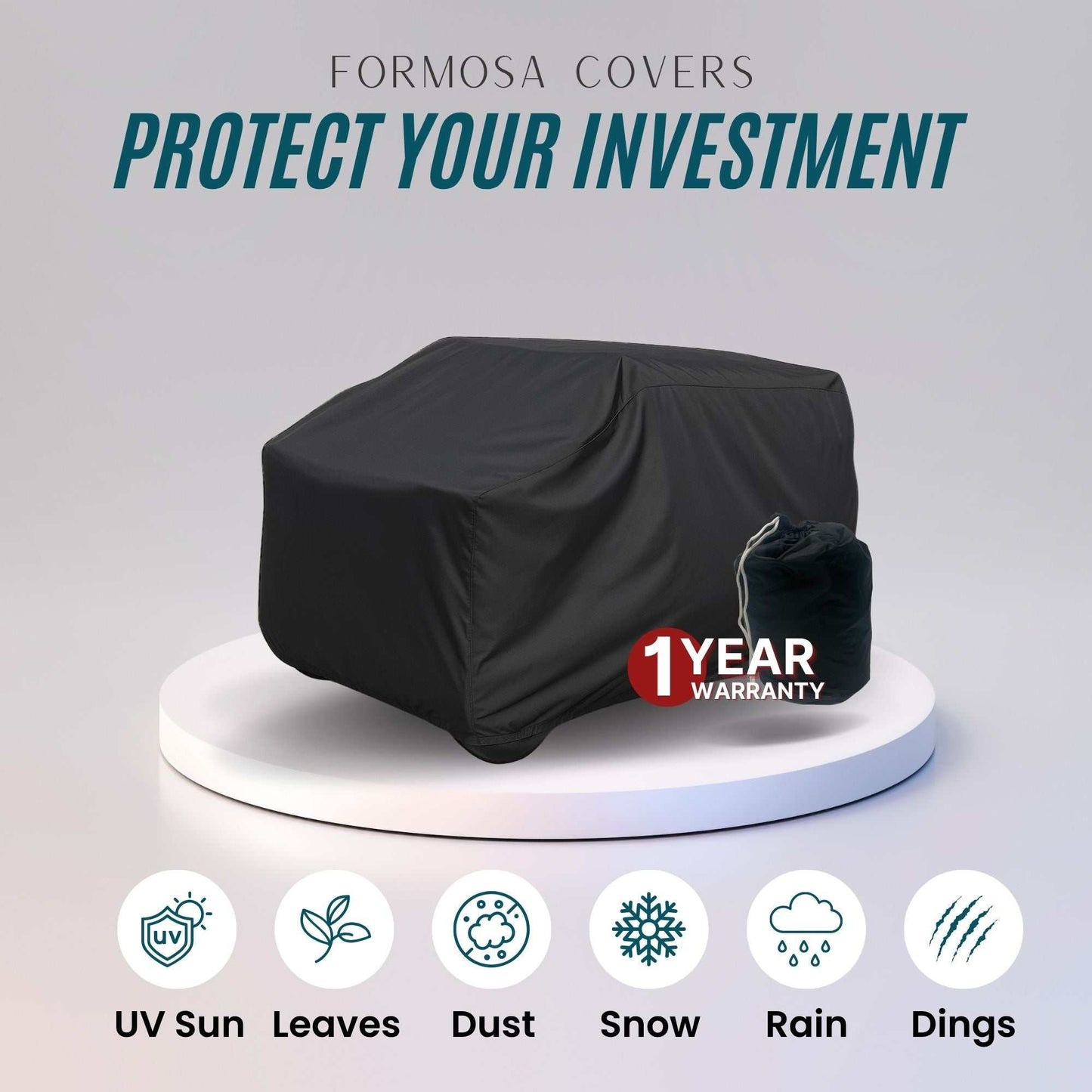2 Passenger Golf Cart Storage Cover for Golf Carts without Roof Black - Formosa Covers