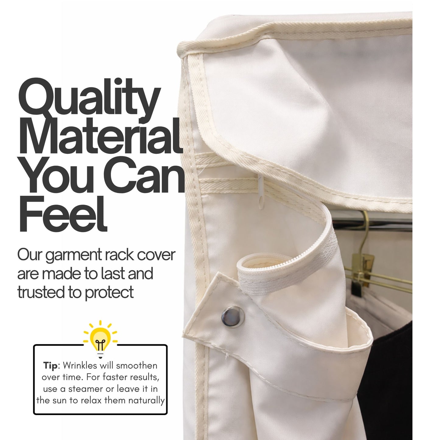 Portable Garment Rack Cover 48"W x 18"D x 75"H Off-White - Formosa Covers