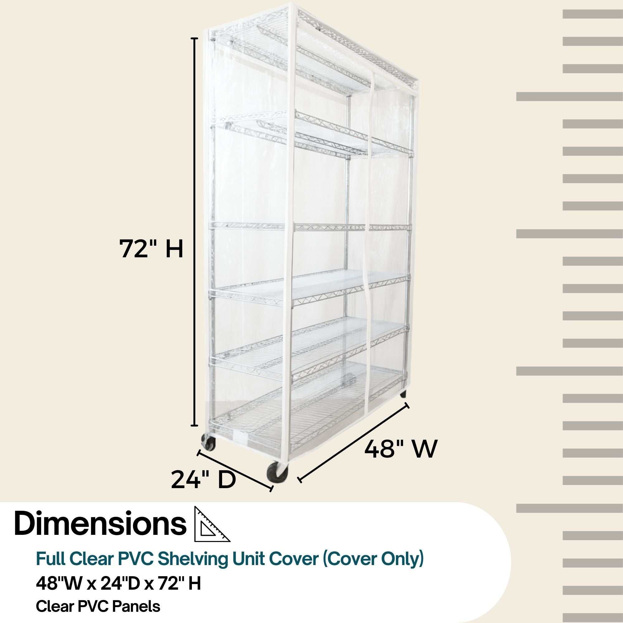 Storage Shelving Unit Cover, fits racks 48