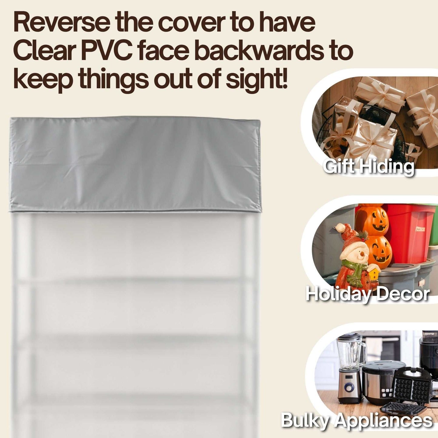 Storage Shelving Top Cover, 36"W x 18"D x 18"H, one side see through panel (Top Part ONLY) - Formosa Covers