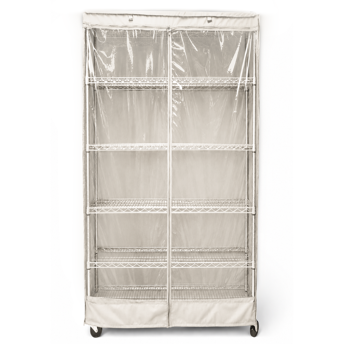Storage Shelving Unit Cover, fits racks 30"W x 24"D x 72"H one side see through panel in Off White - Formosa Covers