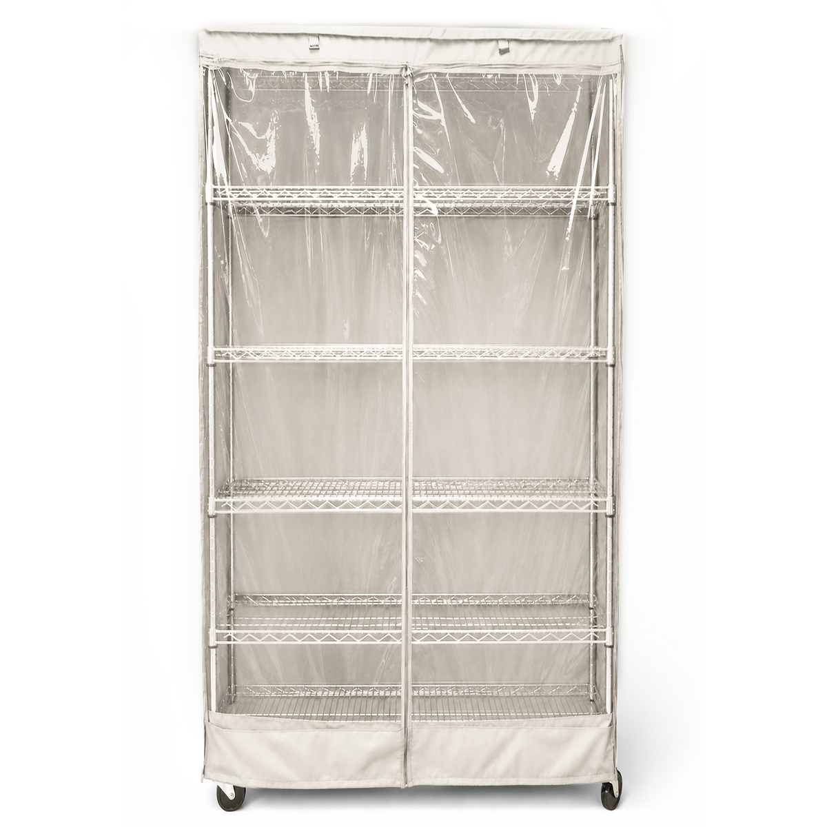 Storage Shelving Unit Cover, fits racks 30"W x 24"D x 72"H one side see through panel in Off White - Formosa Covers
