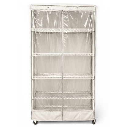 Storage Shelving Unit Cover, fits racks 30"W x 24"D x 72"H one side see through panel in Off White - Formosa Covers