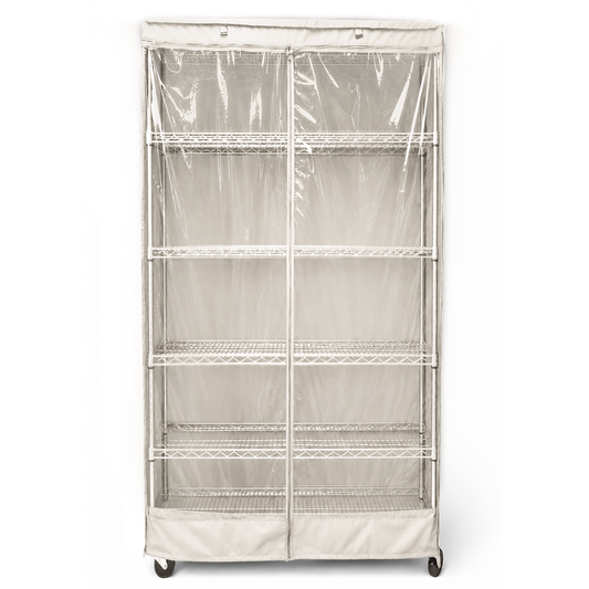 Storage Shelving Unit Cover, fits racks 30"W x 24"D x 72"H one side see through panel in Off White - Formosa Covers