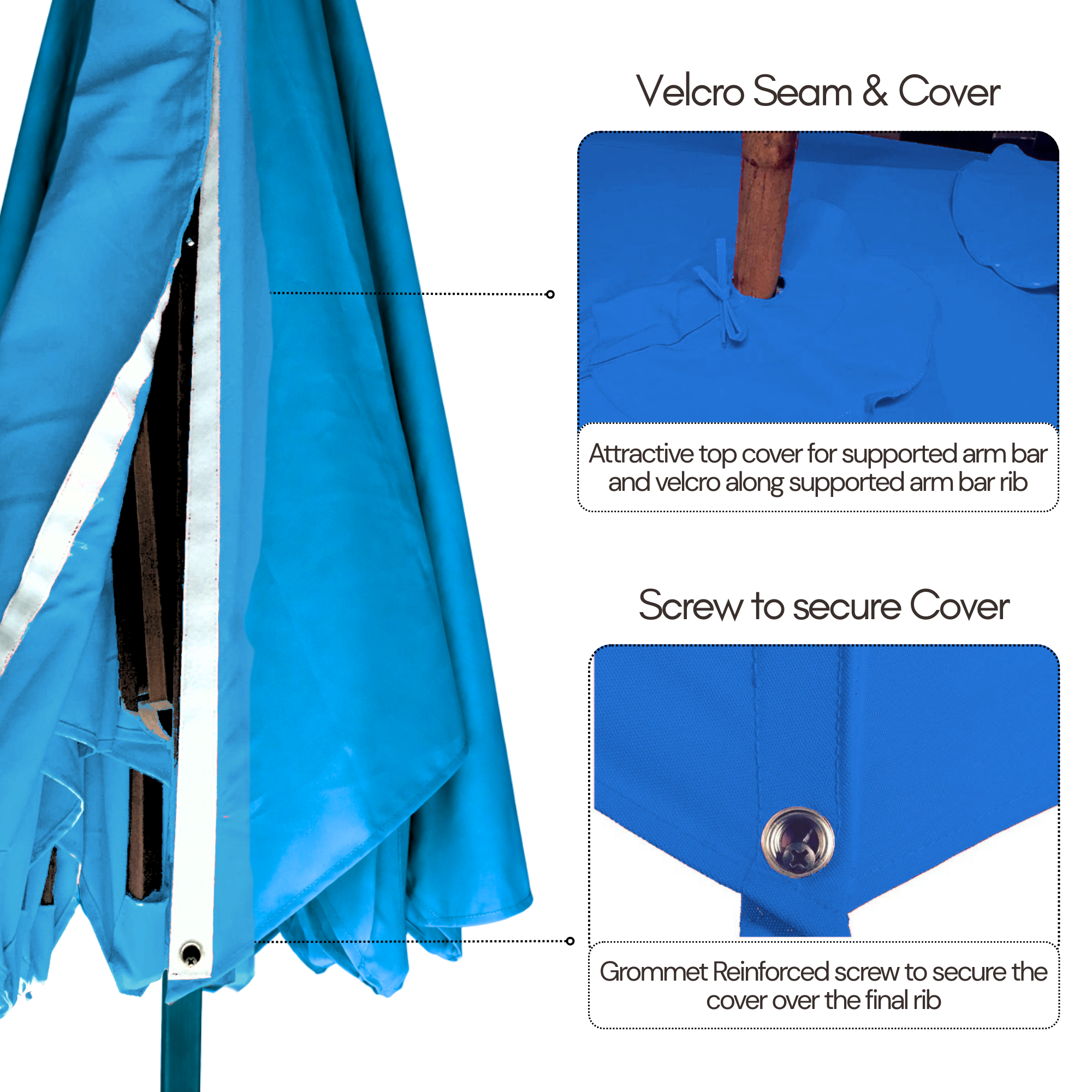 11 ft Cantilever Umbrella Replacement Canopy Supported Bar 8 Ribs Capri Blue Olefin Fabric - Formosa Covers