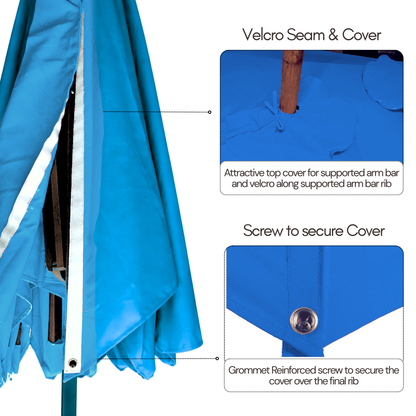 11 ft Cantilever Umbrella Replacement Canopy Supported Bar 8 Ribs Capri Blue Olefin Fabric - Formosa Covers