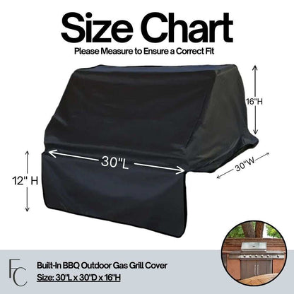 Built-In BBQ Outdoor Gas Grill Cover 30"L x 30"D x 16"H Vinyl Black - Formosa Covers