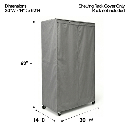 Storage Shelving Unit Cover, fits racks 30"W x 14"D x 62"H in Grey