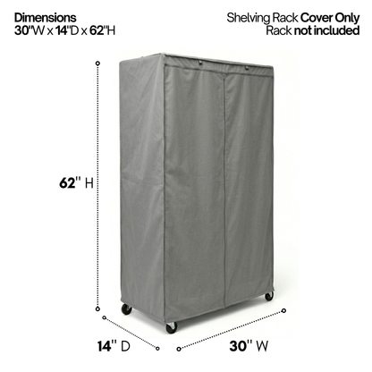 Storage Shelving Unit Cover, fits racks 30"W x 14"D x 62"H in Grey