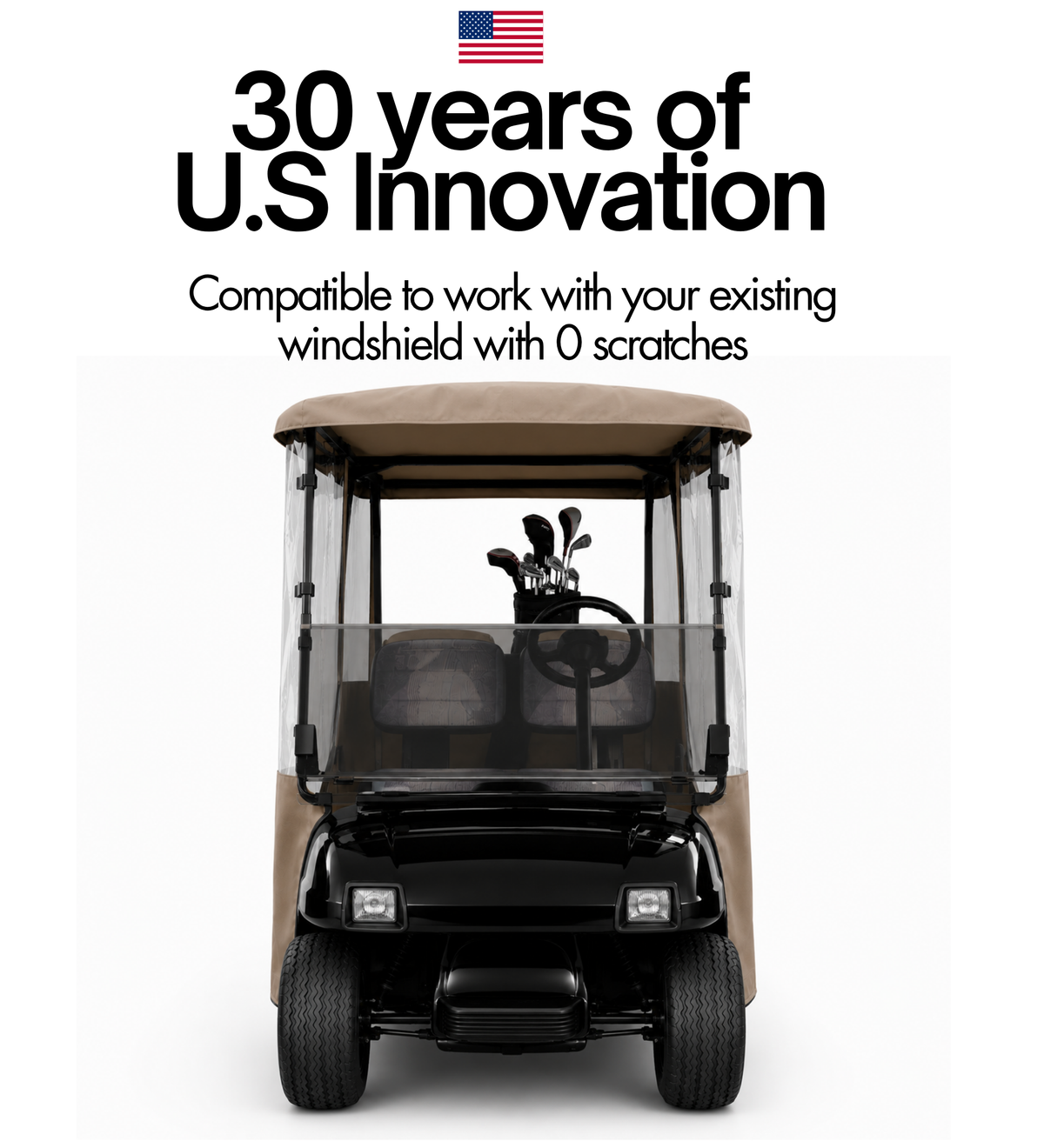 2 Passenger 3 Sides Golf Cart Driving Enclosure Cover Open Front Taupe - Formosa Covers