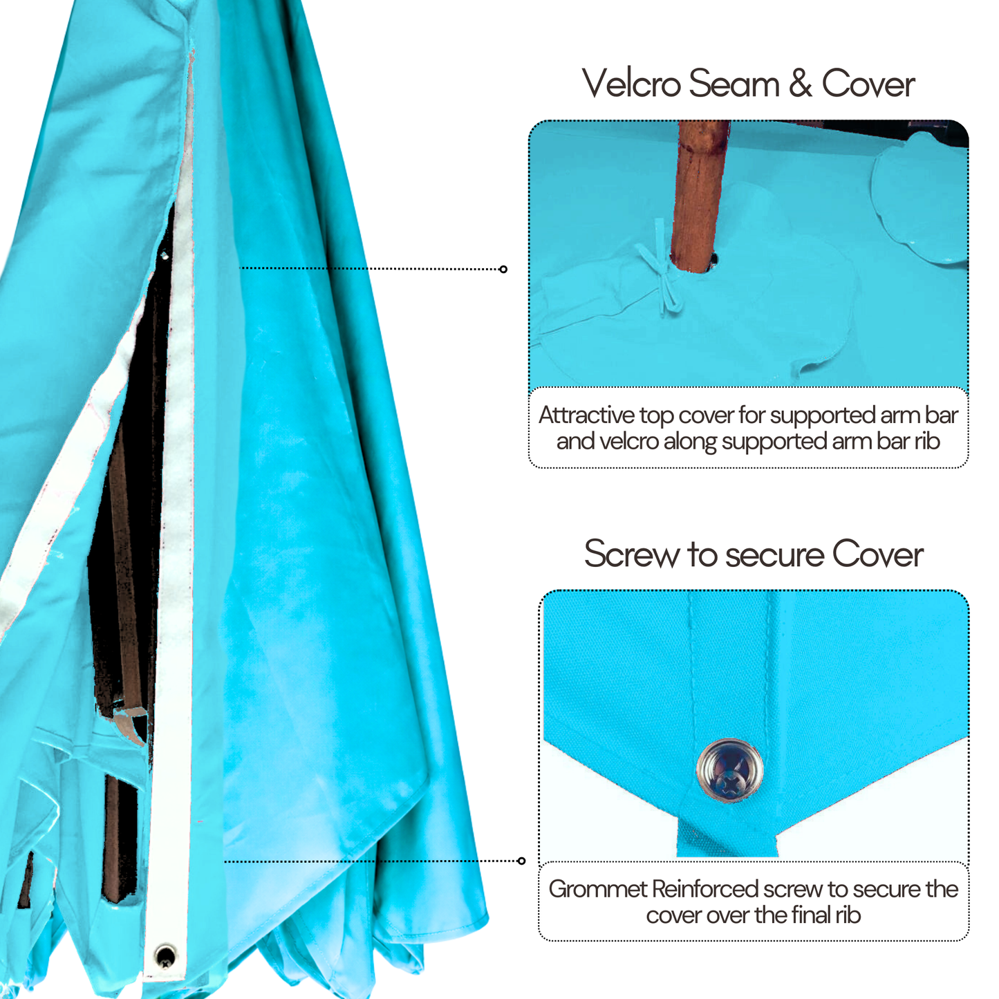 11 ft Cantilever Umbrella Replacement Canopy Supported Bar 8 Ribs Aruba Turquoise - Formosa Covers