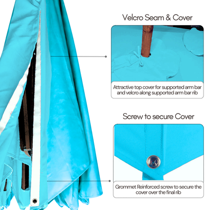 11 ft Cantilever Umbrella Replacement Canopy Supported Bar 8 Ribs Aruba Turquoise - Formosa Covers