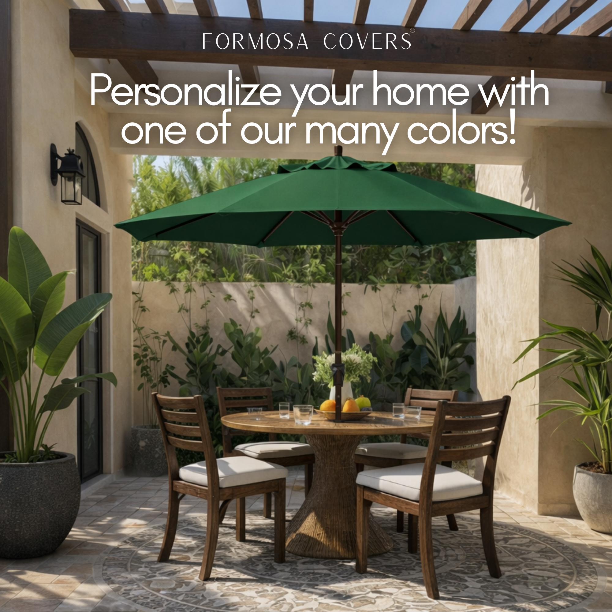 9ft Market Patio Umbrella 8 Rib Replacement Canopy Hunter Green - Formosa Covers