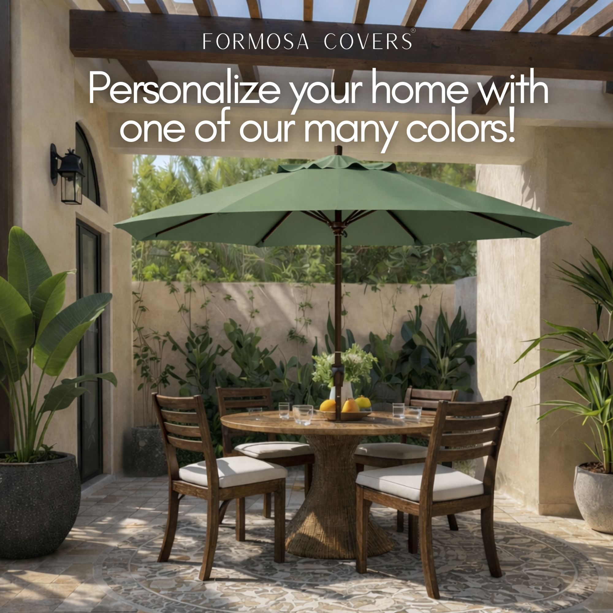 9ft Market Patio Umbrella 6 Rib Replacement Canopy Sage Green - Formosa Covers