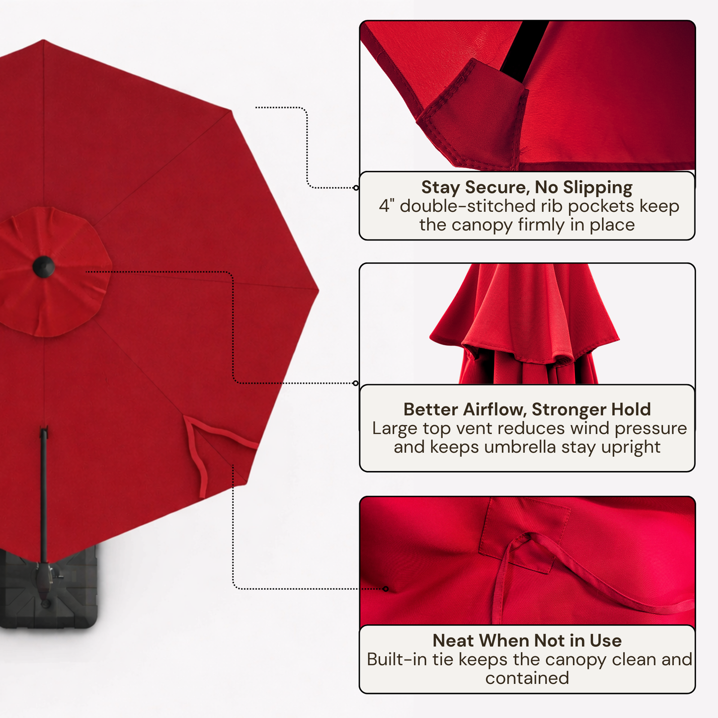 10ft Cantilever Supported Bar Umbrella 8 Rib Replacement Canopy Red - Formosa Covers