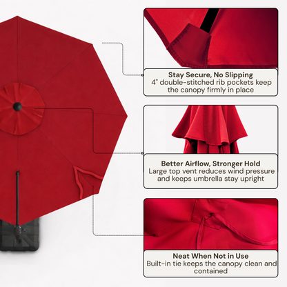 10ft Cantilever Supported Bar Umbrella 8 Rib Replacement Canopy Red - Formosa Covers