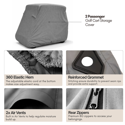 2 Passenger Golf Cart Storage Cover - Grey - Formosa Covers
