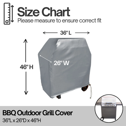 BBQ Outdoor Grill Cover 36"L x 26"D x 46"H Grey Vinyl - Formosa Covers