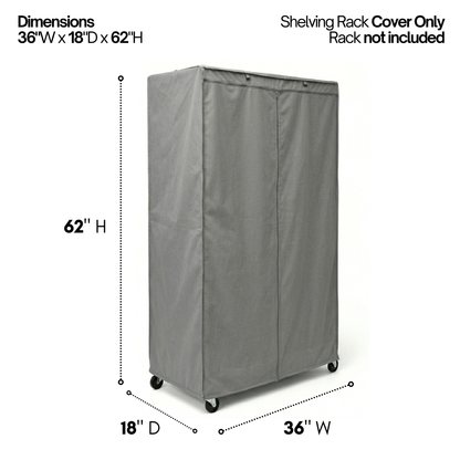 Storage Shelving Unit Cover, fits racks 36"W x 18"D x 62"H in Grey
