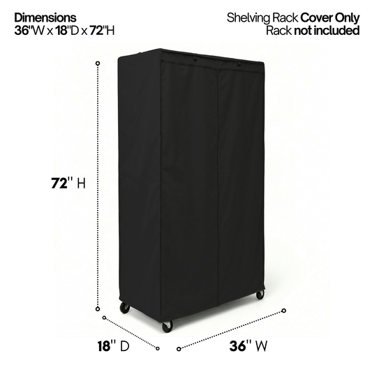 Storage Shelving Unit Cover, fits racks 36"W x 18"D x 72"H in Black - Formosa Covers