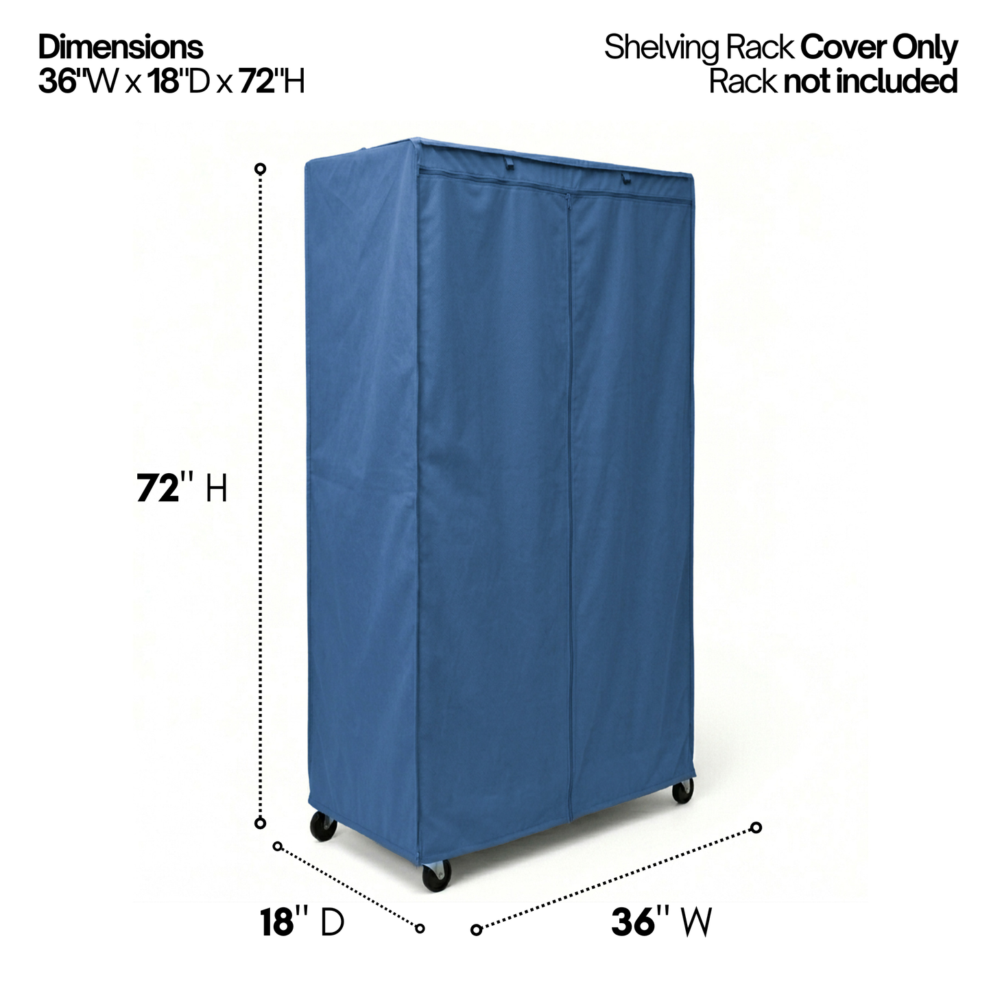 Storage Shelving Unit Cover, fits racks 36"W x 18"D x 72"H in Dusty Blue