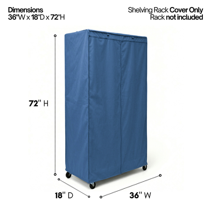 Storage Shelving Unit Cover, fits racks 36"W x 18"D x 72"H in Dusty Blue