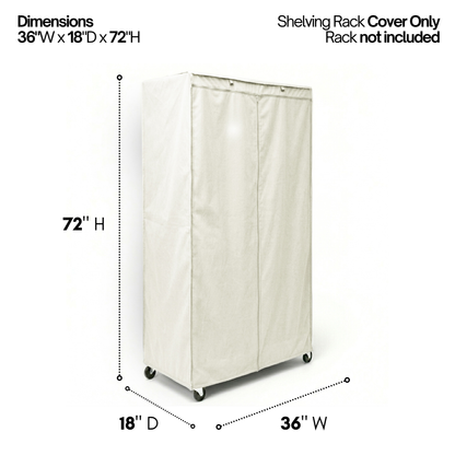 Storage Shelving Unit Cover, fits racks 36"W x 18"D x 72"H in Off White - Formosa Covers