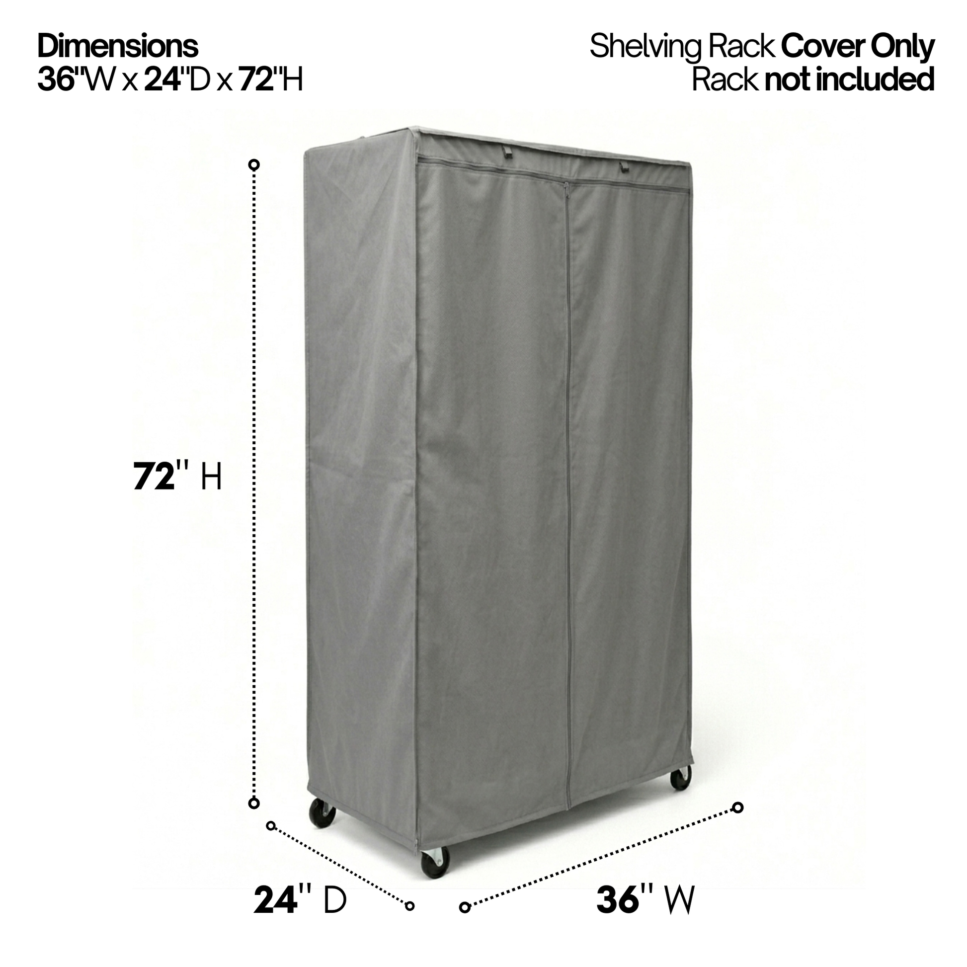 Storage Shelving Unit Cover, fits racks 36"W x 24"D x 72"H in Grey - Formosa Covers