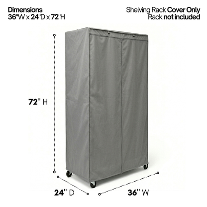 Storage Shelving Unit Cover, fits racks 36"W x 24"D x 72"H in Grey - Formosa Covers