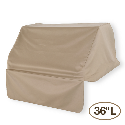 Taupe 36-inch built-in BBQ outdoor gas grill cover with water-repellent, heavy-duty polyester fabric and vented design.