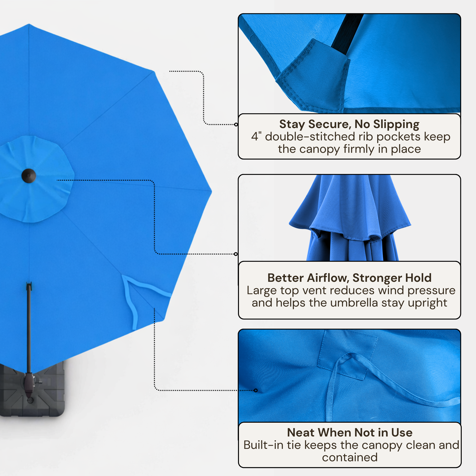 11 ft Cantilever Umbrella Replacement Canopy Supported Bar 8 Ribs Capri Blue Olefin Fabric - Formosa Covers