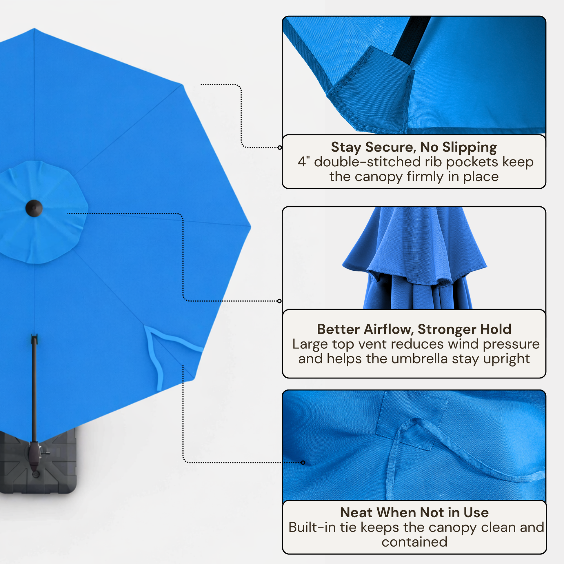 11 ft Cantilever Umbrella Replacement Canopy Supported Bar 8 Ribs Capri Blue Olefin Fabric - Formosa Covers