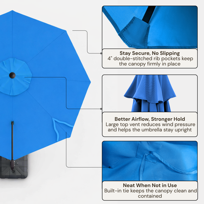 11 ft Cantilever Umbrella Replacement Canopy Supported Bar 8 Ribs Capri Blue Olefin Fabric - Formosa Covers