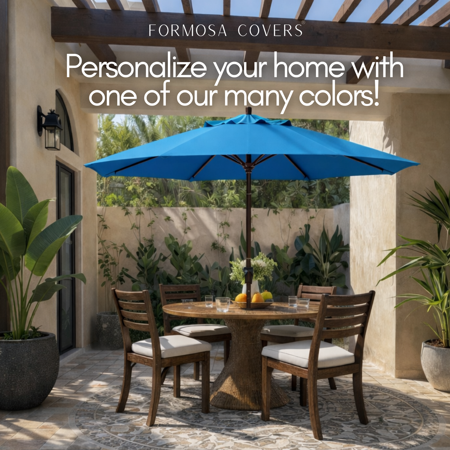 9ft Market Patio Umbrella 6 Rib Replacement Canopy Capri Blue Olefin - Formosa Covers