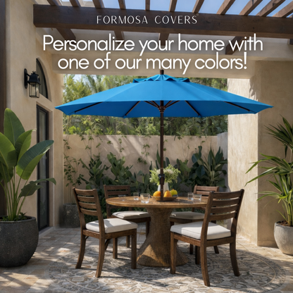 9ft Market Patio Umbrella 6 Rib Replacement Canopy Capri Blue Olefin - Formosa Covers
