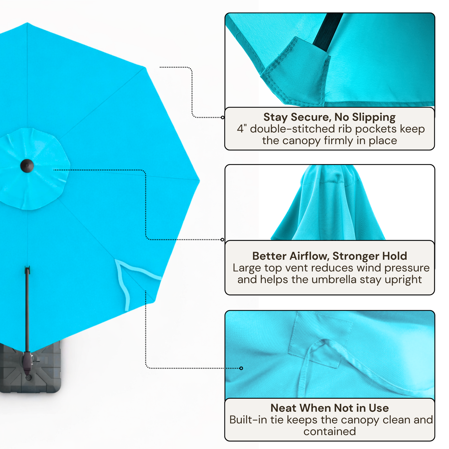 11 ft Cantilever Umbrella Replacement Canopy Supported Bar 8 Ribs Aruba Turquoise - Formosa Covers