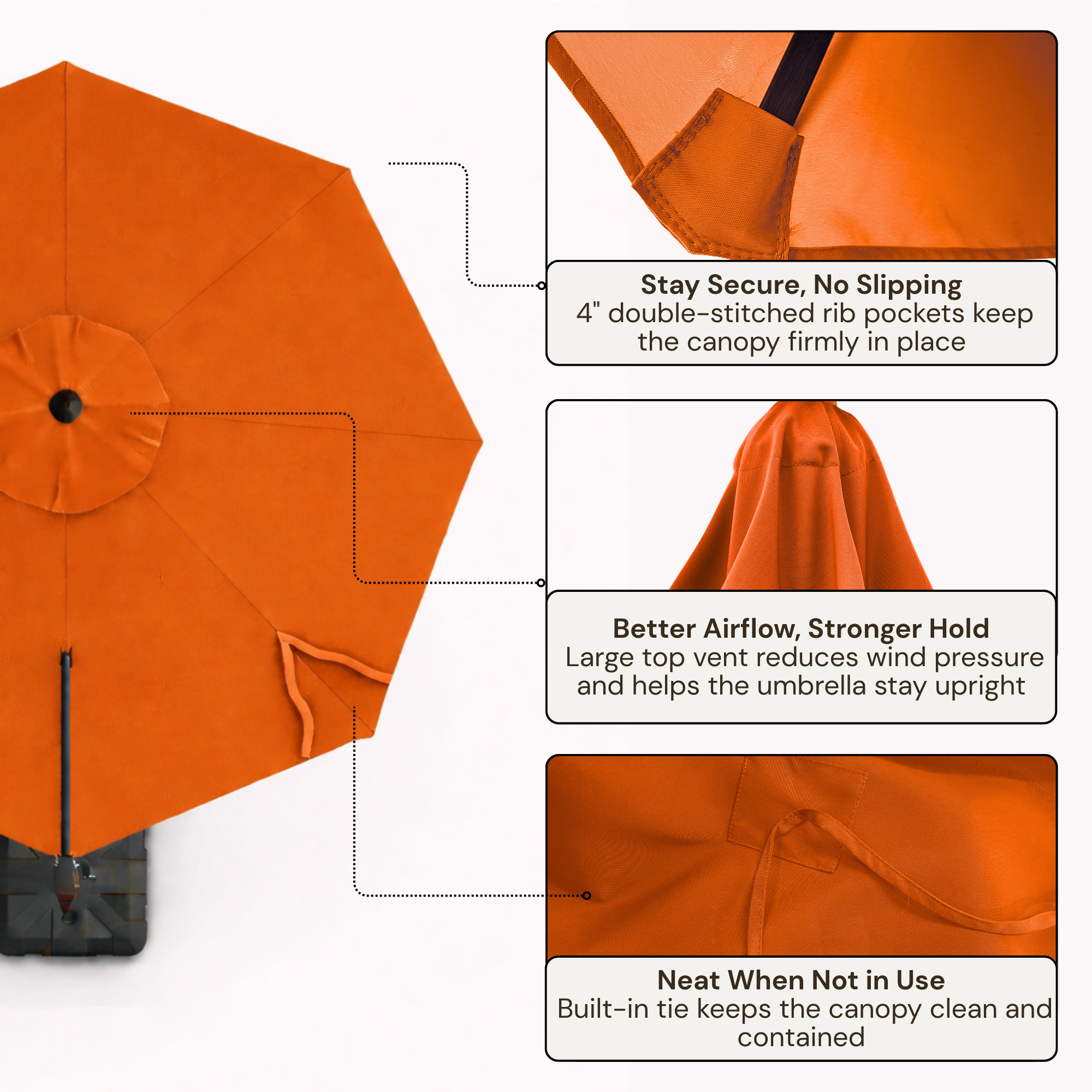 11 ft Cantilever Umbrella Replacement Canopy Supported Bar 8 Ribs Tuscan Orange - Formosa Covers