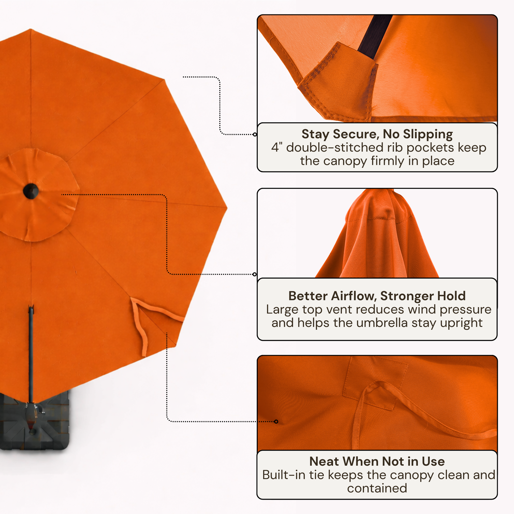 11 ft Cantilever Umbrella Replacement Canopy Supported Bar 8 Ribs Tuscan Orange - Formosa Covers