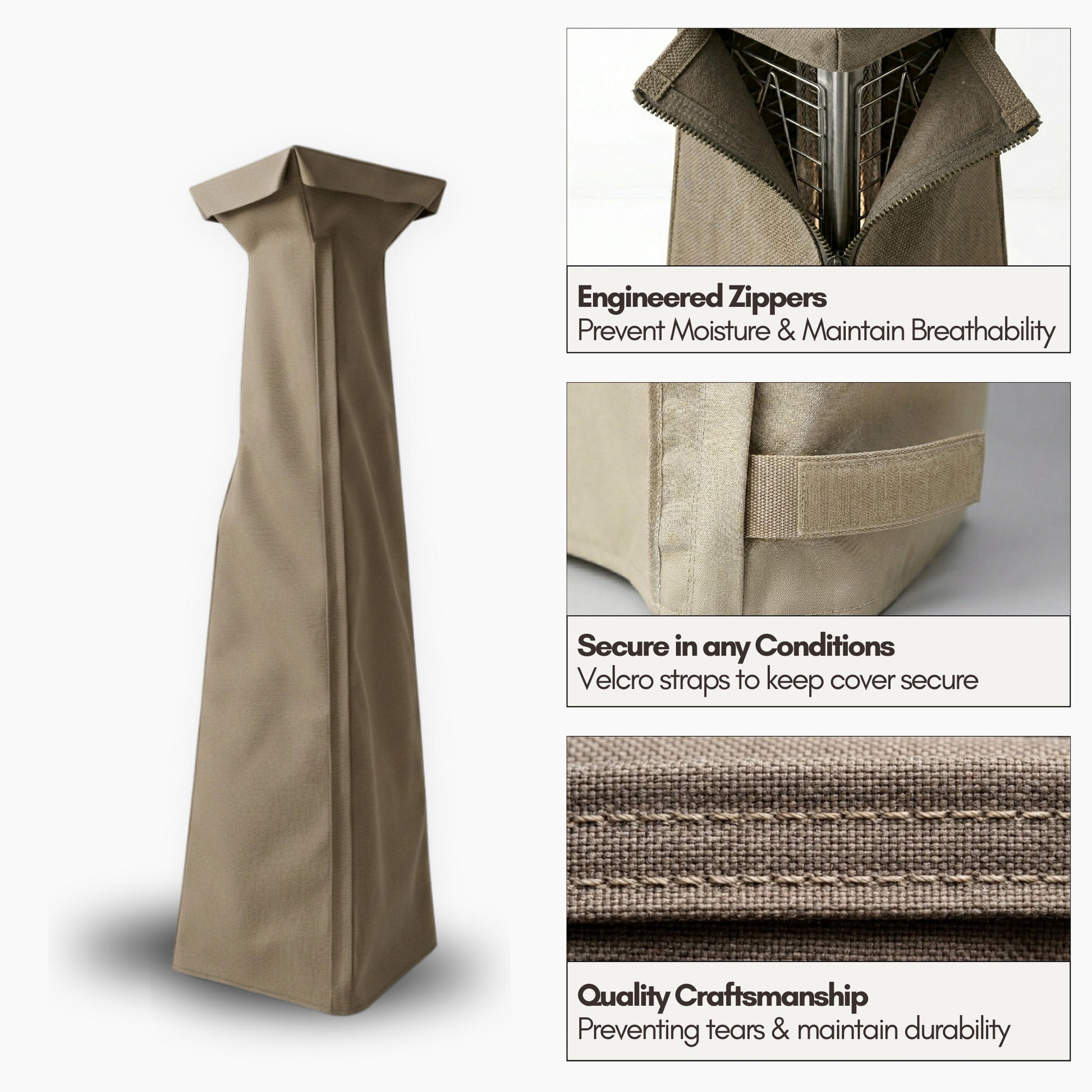 Patio Outdoor Pyramid Style Flame Heater Cover 19" Square Top - Classic Taupe - Formosa Covers
