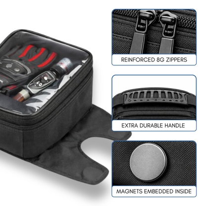 Magnetic Motorcycle Tank Bag with Window: Black, Universal Fit, 10 Liter Capacity, Water-Resistant - Formosa Covers