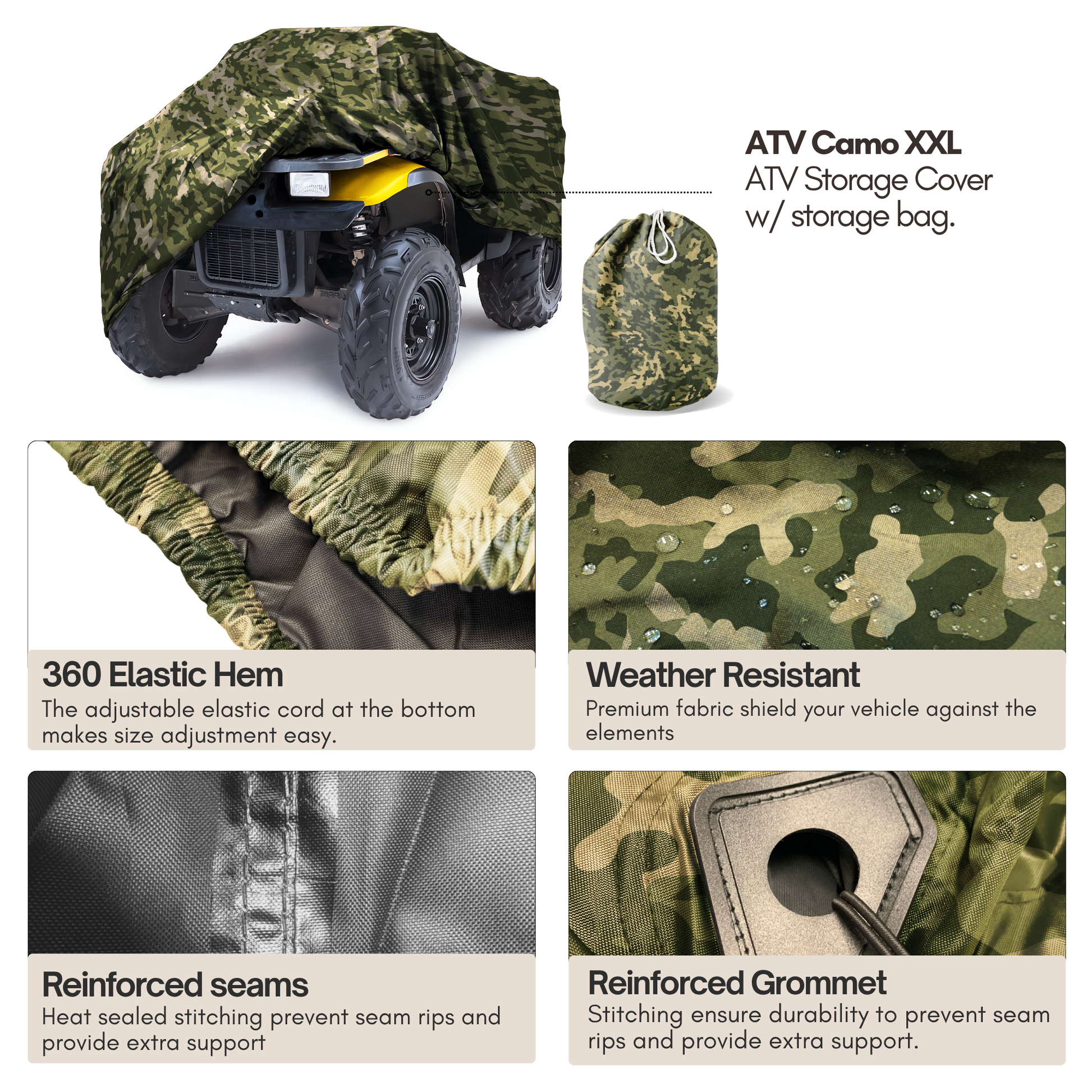 ATV Cover XXL Camouflage 100"L x 47"/36"W x 48"H - Formosa Covers
