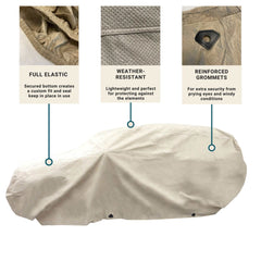 An image displays a car covered with a Formosa Covers SUV Cover Large 200