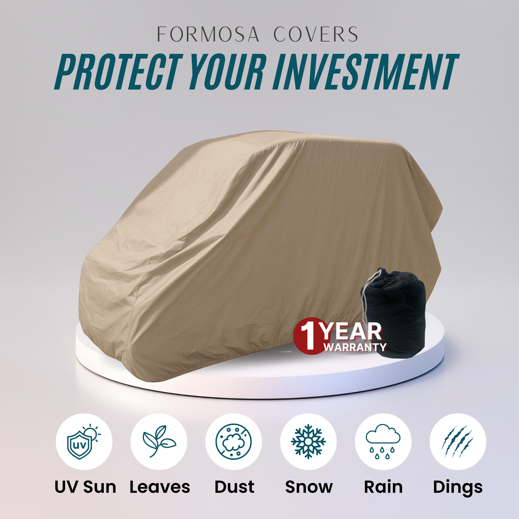 8 Passenger Golf Cart Storage Cover Taupe