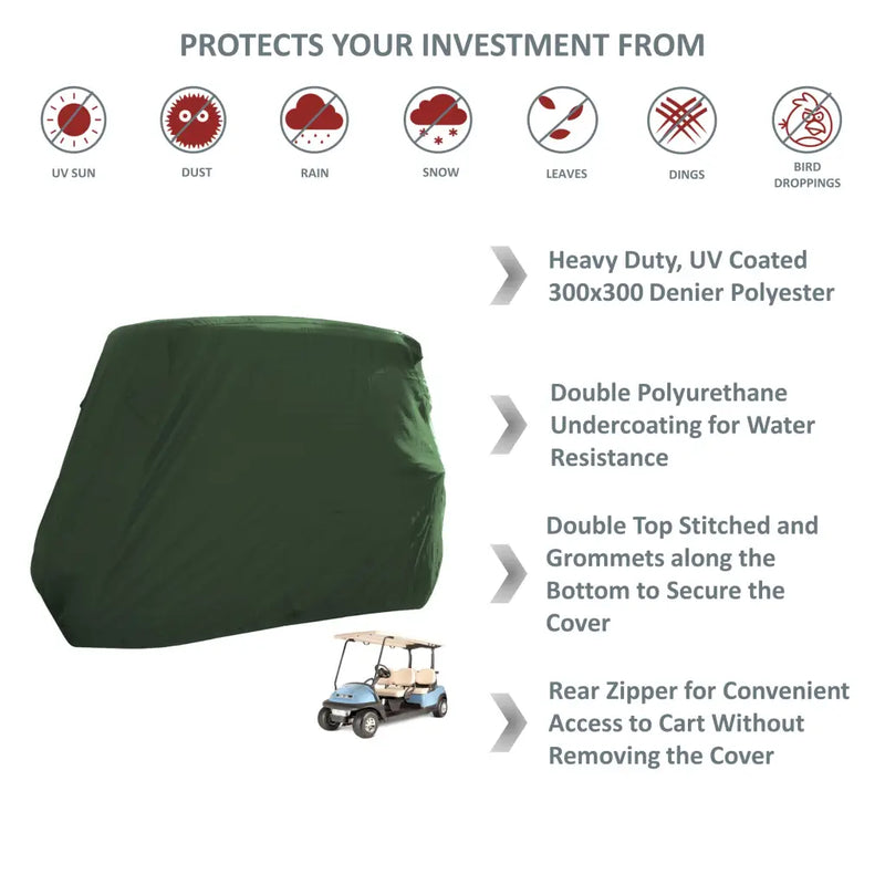 4 Passenger Golf Cart Storage Cover Green - Covers &