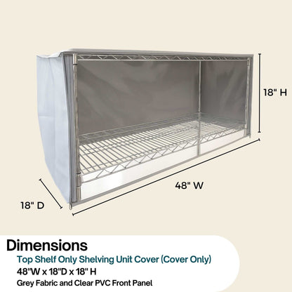 Storage Shelving Top Cover, 48"W x 18"D x 18"H, one side see through panel (Top Part ONLY) - Formosa Covers